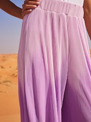 Lilac Purple Wide Leg Plisse Trousers - Image 4 of 6