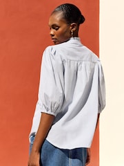 Love & Roses Stripe Embroidery Embroidered V Neck 3/4 Sleeve Blouse - Image 2 of 2