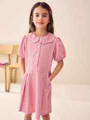 Red Cotton Rich Scalloped Collar Gingham School Dress (3-14yrs) - Image 1 of 7