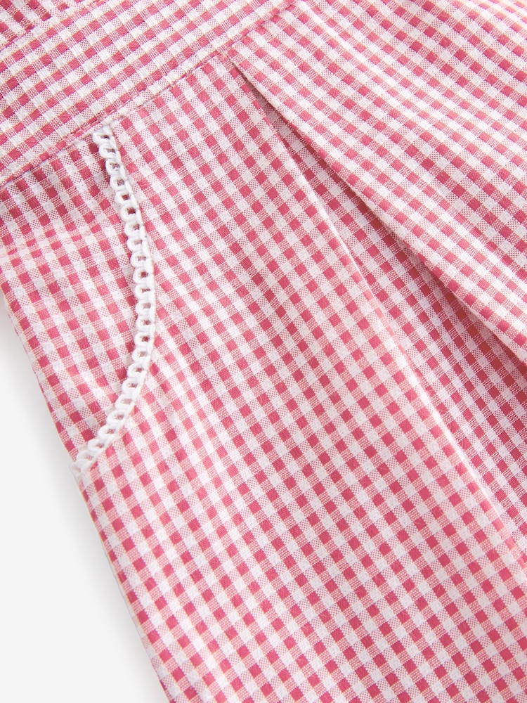 Red Cotton Rich Scalloped Collar Gingham School Dress (3-14yrs) - Image 10 of 10
