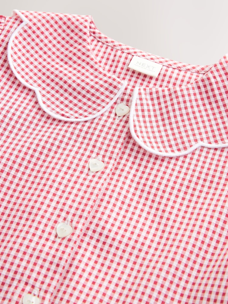 Red Cotton Rich Scalloped Collar Gingham School Dress (3-14yrs) - Image 14 of 14 Red Cotton Rich Scalloped Collar Gingham School Dress (3-14yrs) - Image 14 of 14