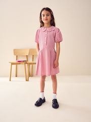Red Cotton Rich Scalloped Collar Gingham School Dress (3-14yrs) - Image 2 of 7