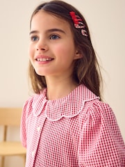 Red Cotton Rich Scalloped Collar Gingham School Dress (3-14yrs) - Image 5 of 7