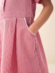 Red Cotton Rich Scalloped Collar Gingham School Dress (3-14yrs) - Image 6 of 7