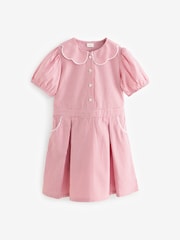 Red Cotton Rich Scalloped Collar Gingham School Dress (3-14yrs) - Image 7 of 7