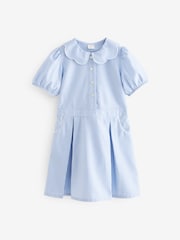 Blue Cotton Rich Scalloped Collar Gingham School Dress (3-14yrs) - Image 5 of 8