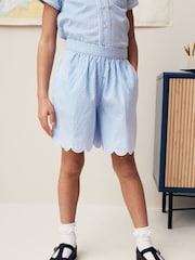 Bleu - Pull-on Cotton Rich School Vichy Shorts (3-14yrs) - Image 1 de 7
