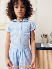 Bleu - Pull-on Cotton Rich School Vichy Shorts (3-14yrs) - Image 2 de 7
