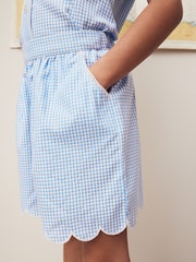 Bleu - Pull-on Cotton Rich School Vichy Shorts (3-14yrs) - Image 4 de 7