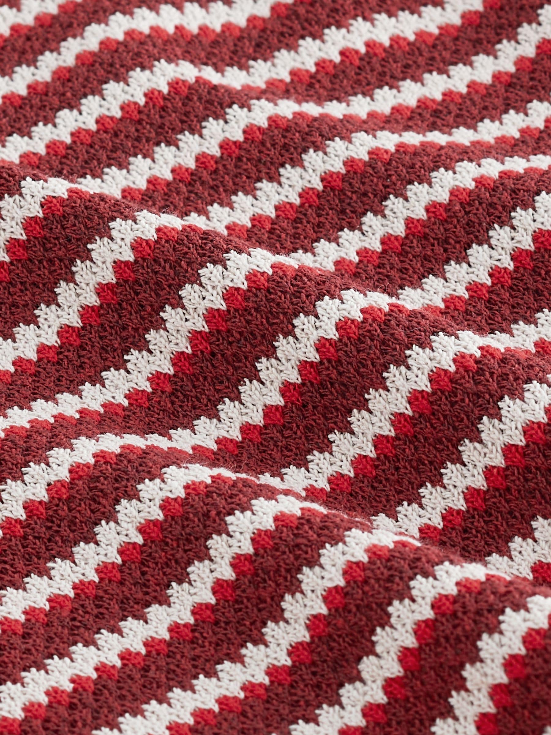 Buy Red and Cream Stripe Short Sleeve Heavyweight Crochet T
