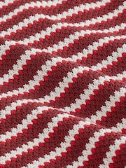 Red and Cream Stripe Short Sleeve Heavyweight Crochet T-Shirt - Image 6 of 6