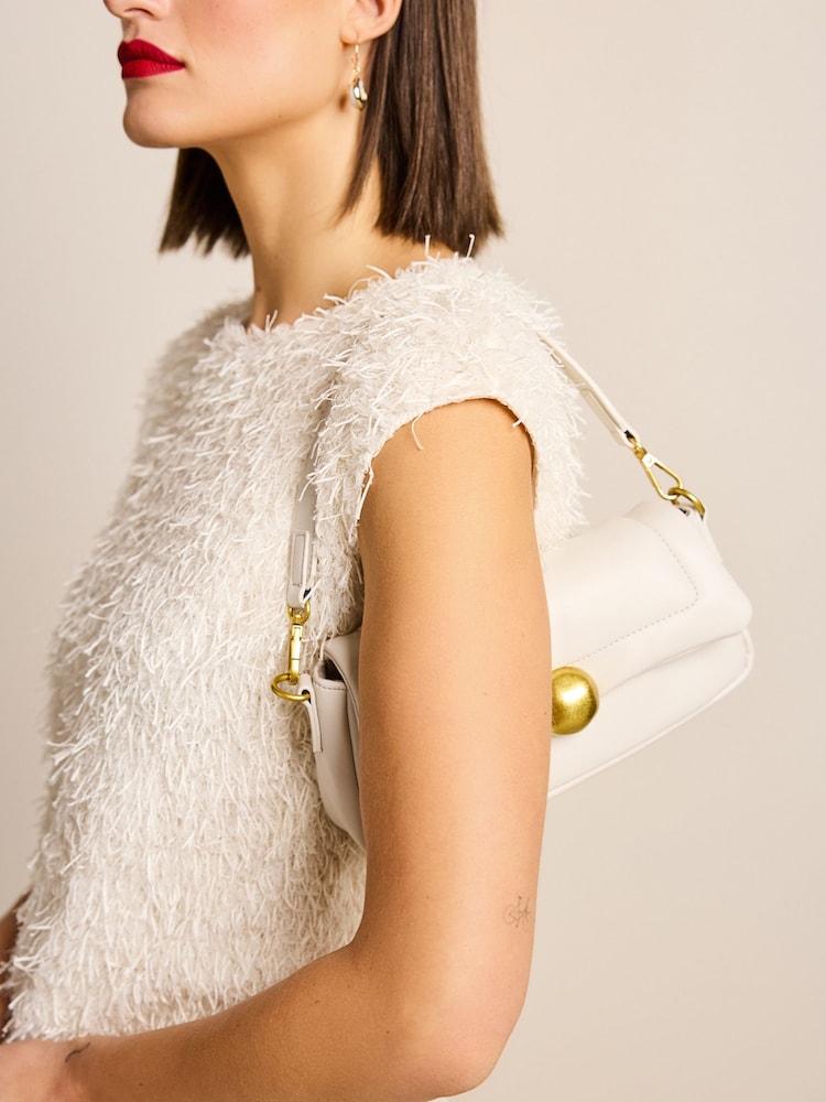 Ecru Cream Mini Short Sleeve Textured Dress - Image 4 of 5