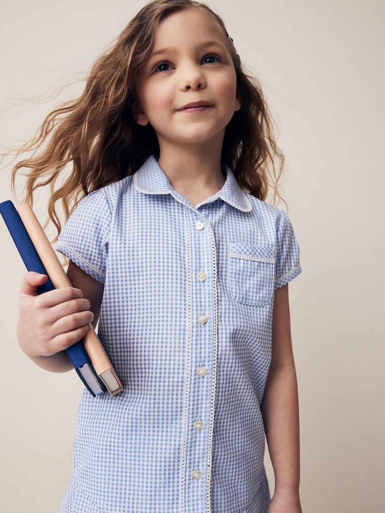 Bleu - Chemisier Vichy de l'école Cotton Rich (3-14ans) - Image 1 of 8