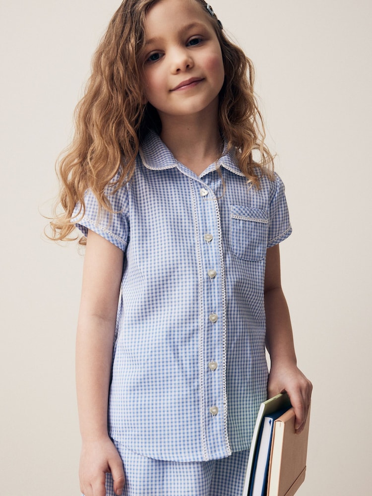 Bleu - Chemisier Vichy de l'école Cotton Rich (3-14ans) - Image 2 of 8