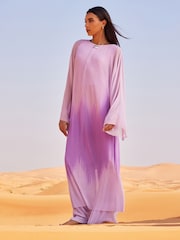 Lilac Purple Sheer Plissé Kaftan - Image 1 of 5