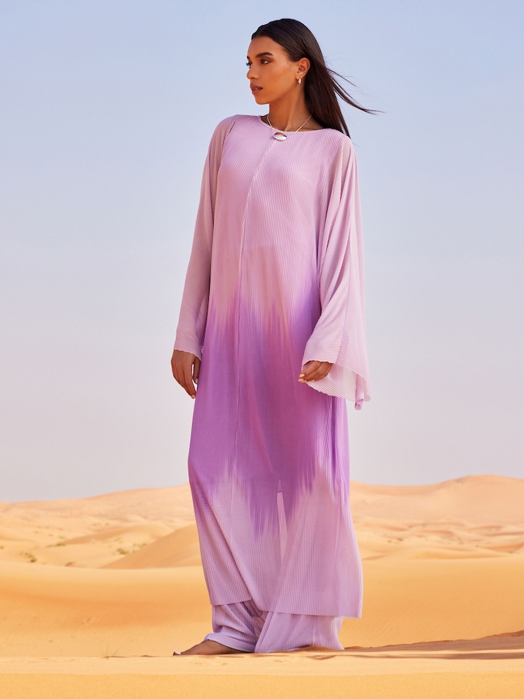 Lilac Purple Sheer Plissé Kaftan - Image 1 of 5