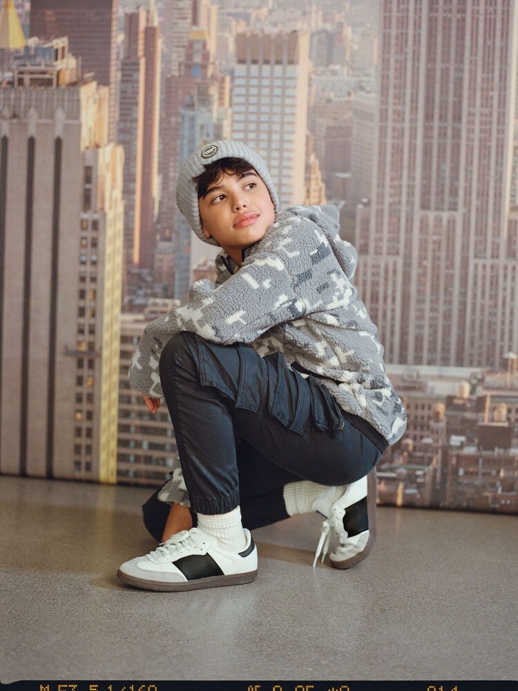 Abercrombie & Fitch Grey Hooded Camo Fleece Sweatshirt - Image 2 of 5