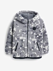 Abercrombie & Fitch Grey Hooded Camo Fleece Sweatshirt - Image 3 of 5