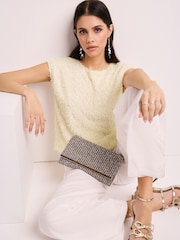 Ecru Short Sleeve Textured Top - Image 2 of 6
