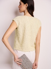 Ecru Short Sleeve Textured Top - Image 3 of 6