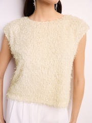 Ecru Short Sleeve Textured Top - Image 4 of 6