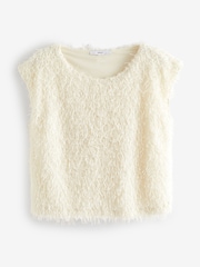Ecru Short Sleeve Textured Top - Image 5 of 6