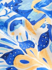 Floral bleu - Col rond  100% Cotton Look Slub Jersey Mancherons Printed T-shirt - Image 6 of 6