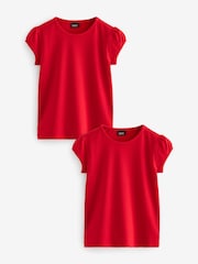 Red Puff Sleeve 100% Cotton T-Shirts 2 Pack (3-16yrs) - Image 1 of 3