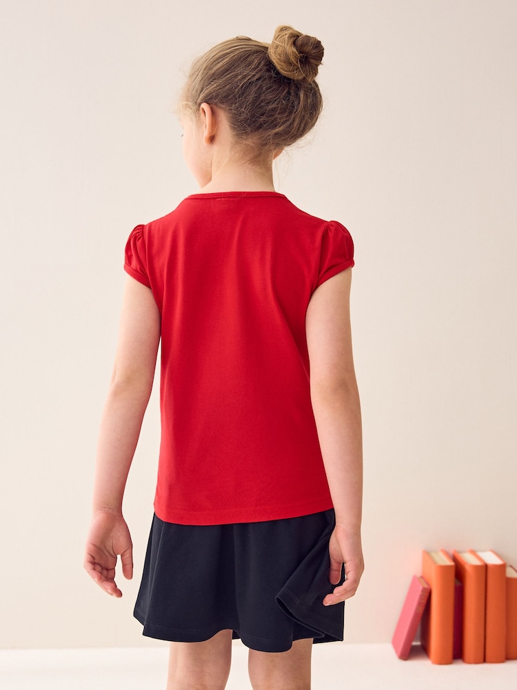 Red Puff Sleeve 100% Cotton T-Shirts 2 Pack (3-16yrs) - Image 3 of 3