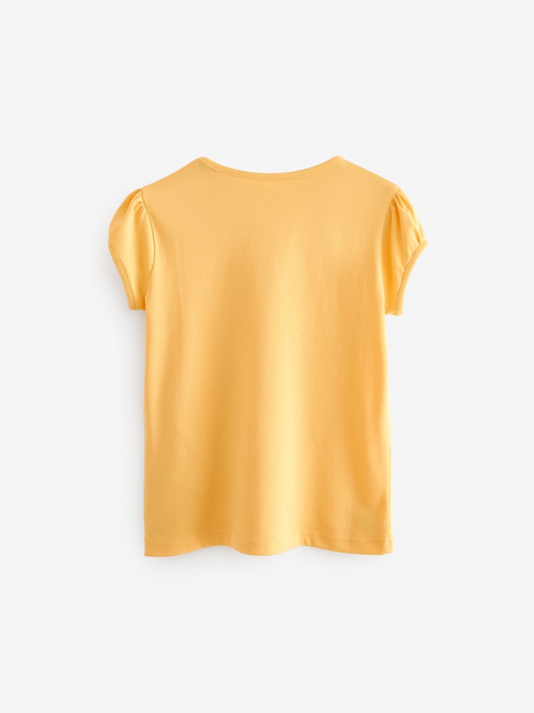 Yellow Puff Sleeve 100% Cotton T-Shirts 2 Pack (3-16yrs) - Image 6 of 7