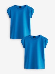 Blauw - Verpakking van 2 T-shirts met pofmouwen van 100% katoen (3-16jaar) - Image 1 of 4