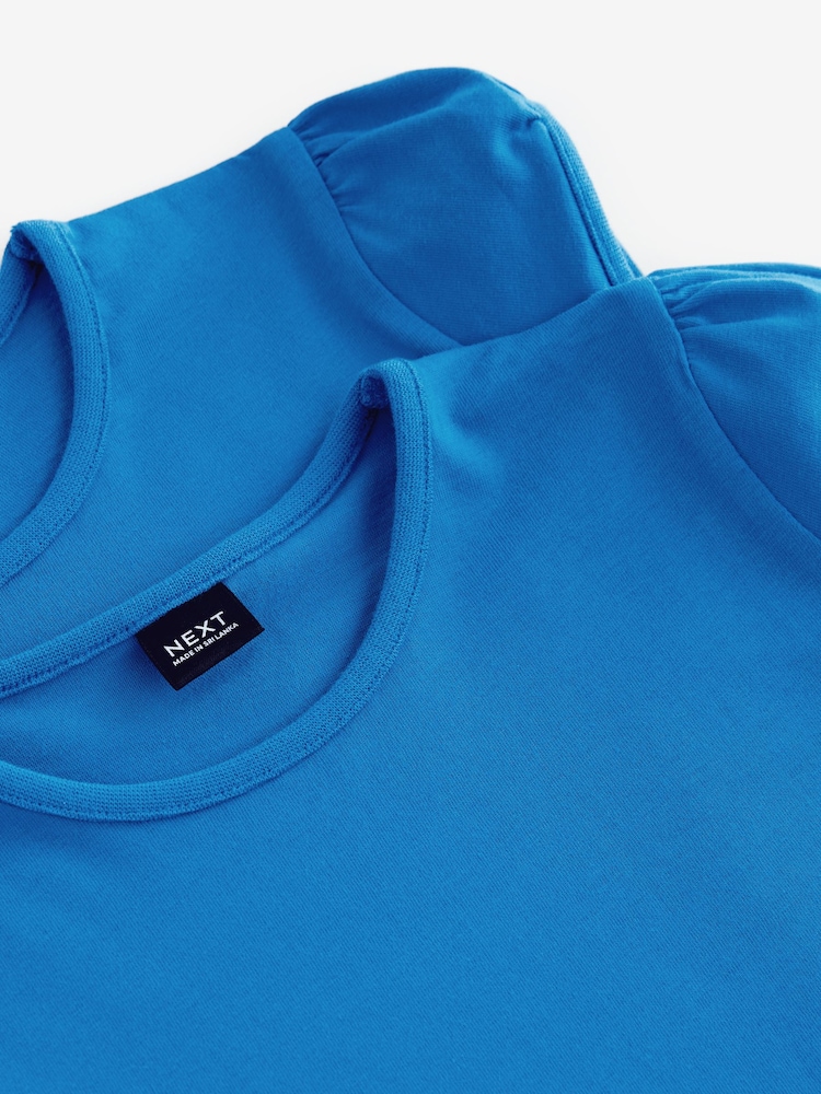Blauw - Verpakking van 2 T-shirts met pofmouwen van 100% katoen (3-16jaar) - Image 4 of 4