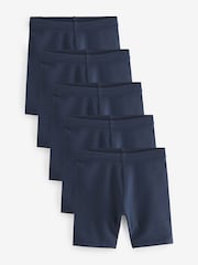 Bleu marine - Lot de 5 shorts de vélo extensibles en coton riche (3-16ans) - Image 1 de 3