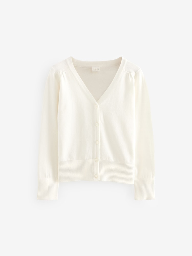 Cream Cotton Rich School V-Neck Cardigan (3-16yrs) - Image 5 of 8