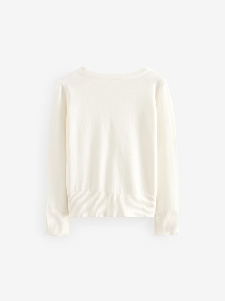Cream Cotton Rich School V-Neck Cardigan (3-16yrs) - Image 6 of 8