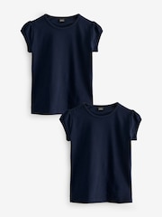 Donkerblauw - Verpakking van 2 T-shirts met pofmouwen van 100% katoen (3-16jaar) - Image 1 of 7