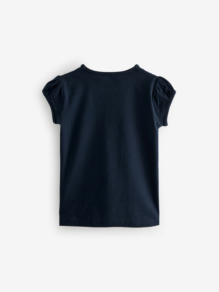 Donkerblauw - Verpakking van 2 T-shirts met pofmouwen van 100% katoen (3-16jaar) - Image 6 of 7