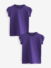 Purple Puff Sleeve 100% Cotton T-Shirts 2 Pack (3-16yrs) - Image 1 of 4