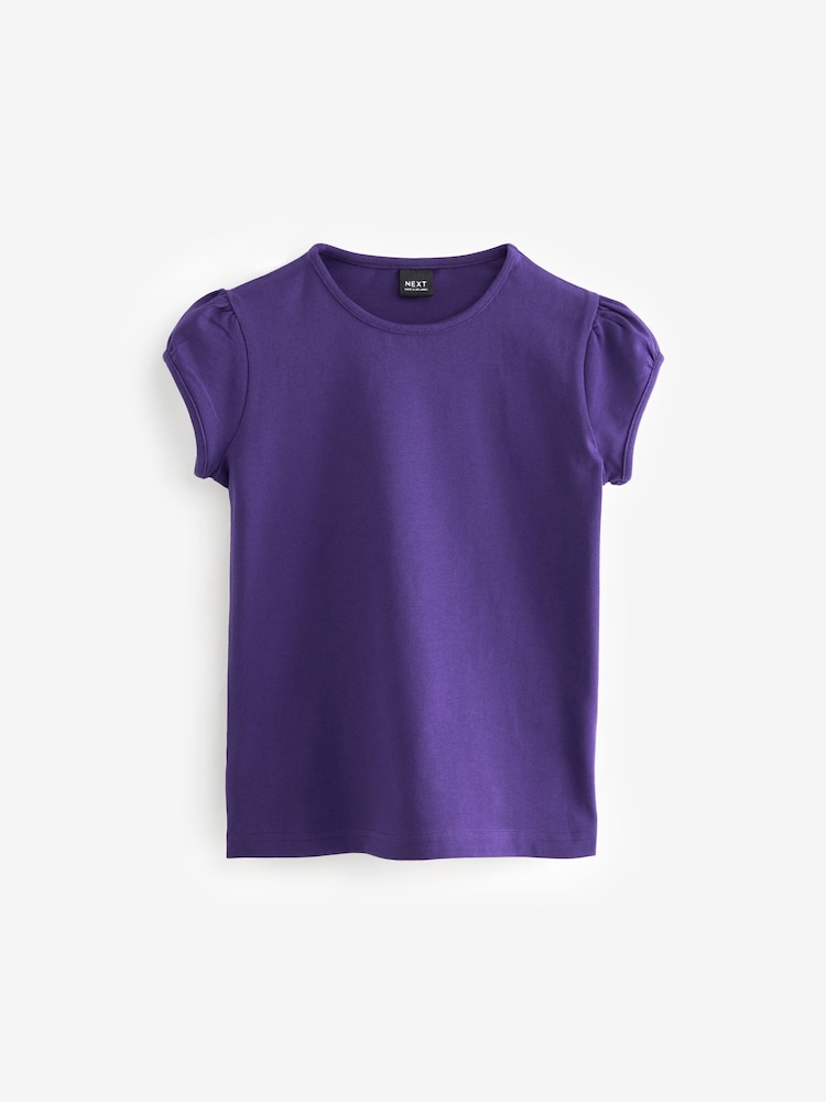 Purple Puff Sleeve 100% Cotton T-Shirts 2 Pack (3-16yrs) - Image 2 of 4