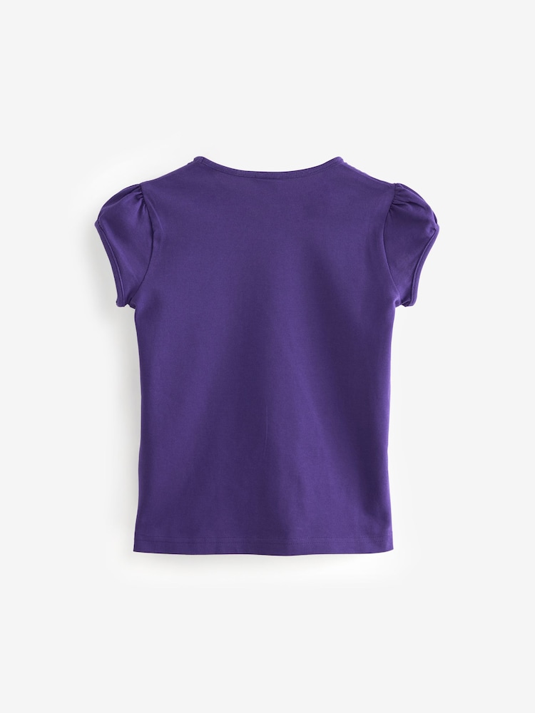 Purple Puff Sleeve 100% Cotton T-Shirts 2 Pack (3-16yrs) - Image 3 of 4