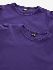 Purple Puff Sleeve 100% Cotton T-Shirts 2 Pack (3-16yrs) - Image 4 of 4