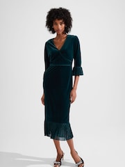 Hobbs Green Melodie Velvet Dress - Image 1 of 4