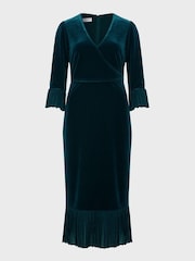 Hobbs Green Melodie Velvet Dress - Image 4 of 4