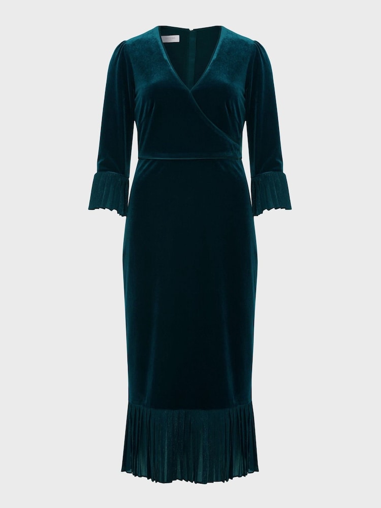 Hobbs Green Melodie Velvet Dress - Image 4 of 4