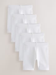 White Longer Length 5 Pack Cotton Rich Stretch Cycle Shorts (3-16yrs) - Image 1 of 4