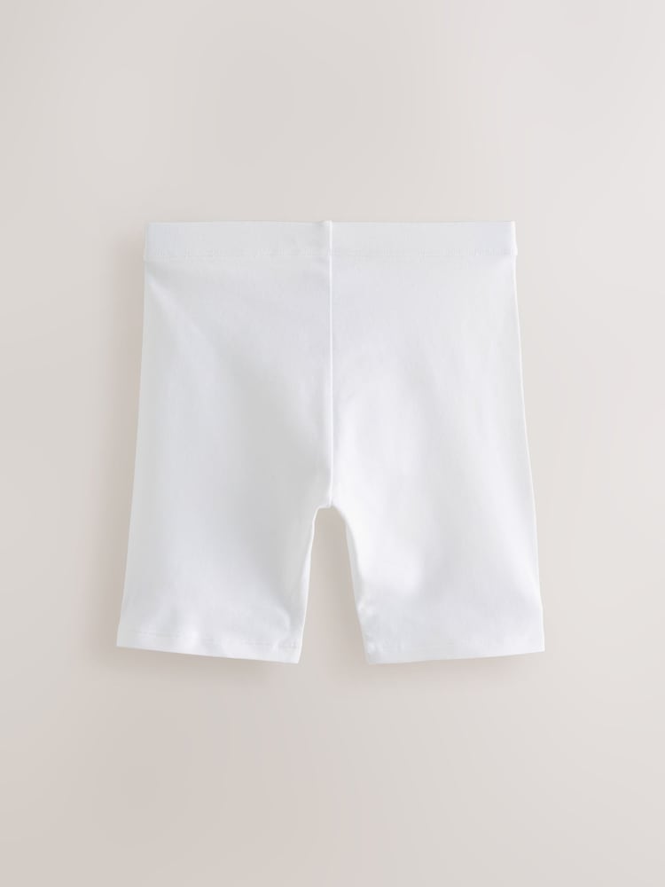 White Longer Length 5 Pack Cotton Rich Stretch Cycle Shorts (3-16yrs) - Image 2 of 4
