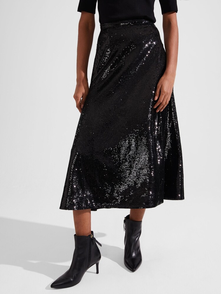 Hobbs Black Sequin Greta Skirt - Image 1 of 4 Hobbs Black Sequin Greta Skirt - Image 1 of 4