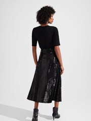 Hobbs Black Sequin Greta Skirt - Image 2 of 4