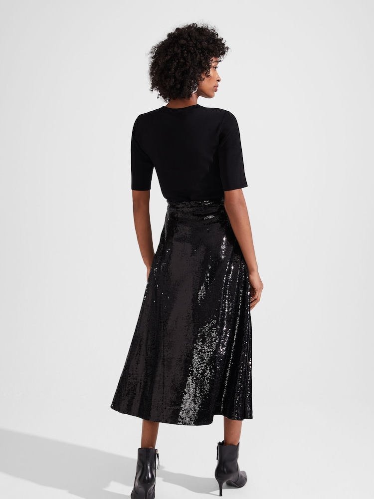 Hobbs Black Sequin Greta Skirt - Image 2 of 4 Hobbs Black Sequin Greta Skirt - Image 2 of 4
