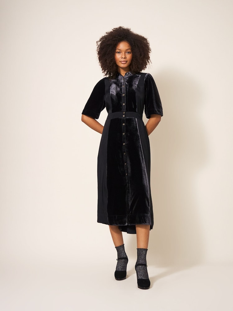 White Stuff Black Willow Velvet Shirt Dress - Image 1 of 5 White Stuff Black Willow Velvet Shirt Dress - Image 1 of 5
